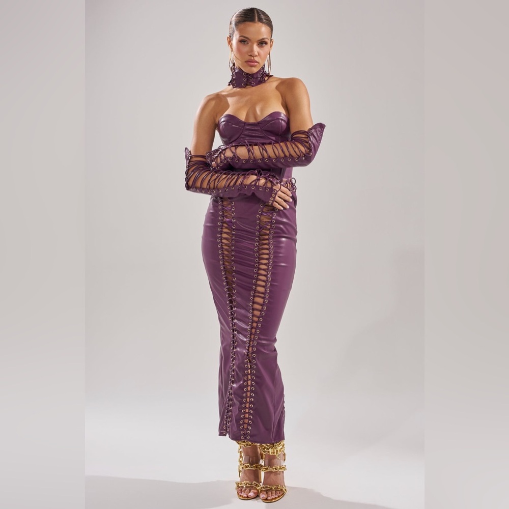 WHAT THE HELLY PU MIDI DRESS - M